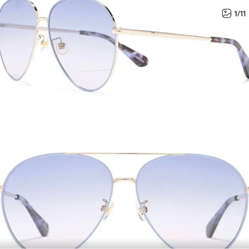 Kate Spade Gold Frame Blue Lens Sunglasses